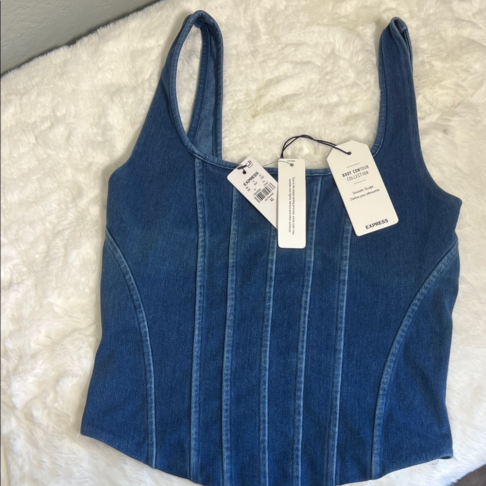 Express Dark Blue Denim Corset Tank